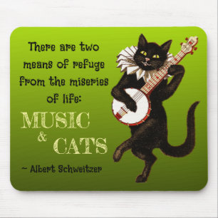 Cute Musical Cat Two Means of Refuge Schweitzer Mouse Pad