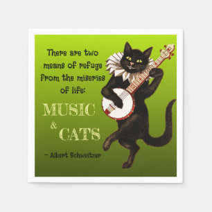 Cute Musical Cat Two Means of Refuge Schweitzer Napkin