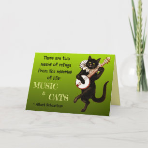 Cute Musical Cat Two Means of Refuge Schweitzer Thank You Card