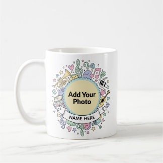 Cute Musical Doodles Kids Custom Photo Name Mug