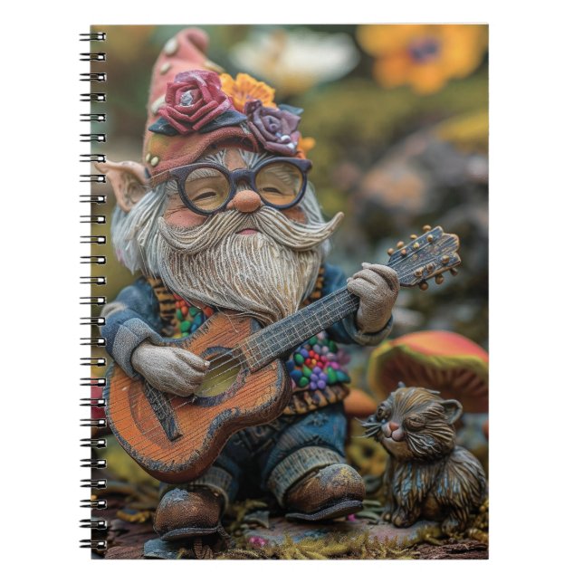 Cute musical gnome playing a guitar  notebook (Front)