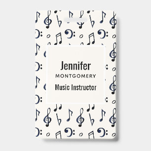 Cute Musical Notes Pattern Badge