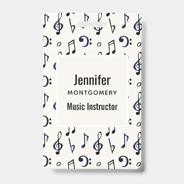 Cute Musical Notes Pattern Badge (Front)