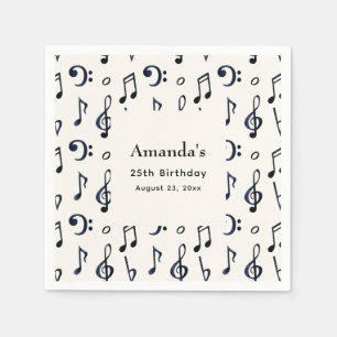 Cute Musical Notes Pattern Birthday Napkin
