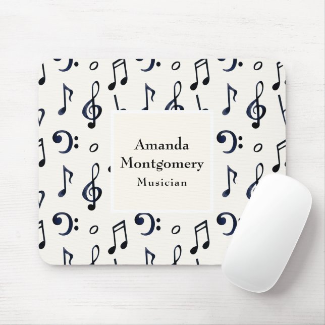 Cute Musical Notes Pattern Mouse Pad (With Mouse)