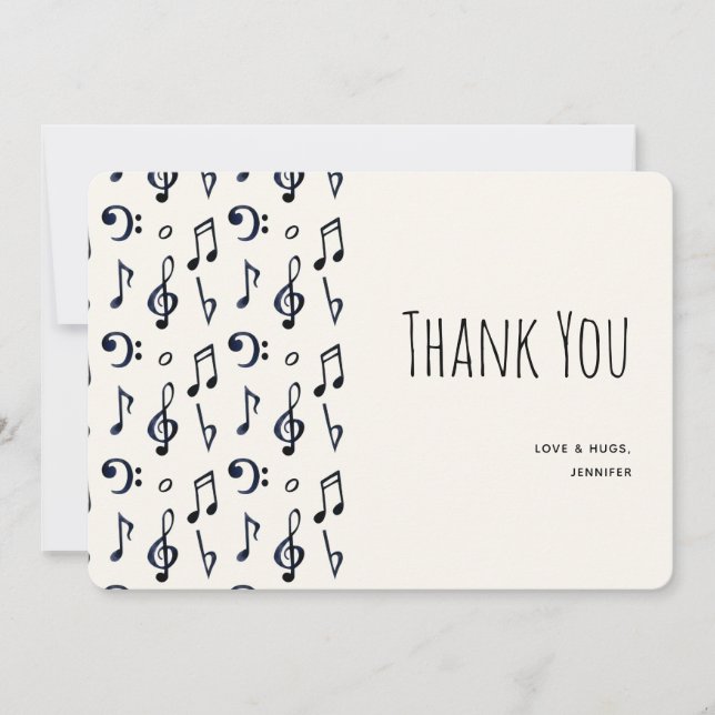 Cute Musical Notes Pattern Thank You (Front)