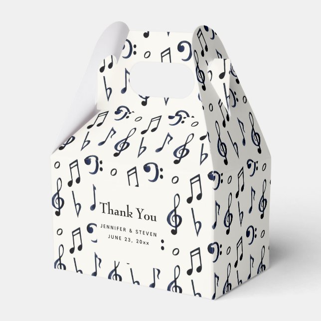 Cute Musical Notes Pattern Wedding Favor Box (Front Side)