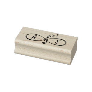 Cute Musical Notes Treble Clef Infinity Monograms Rubber Stamp