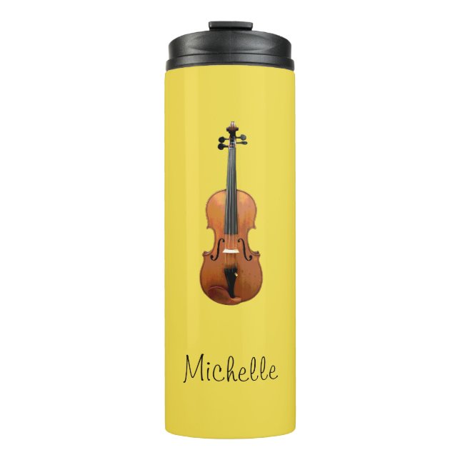 Cute Musical Violin Custom Thermal Tumbler (Front)