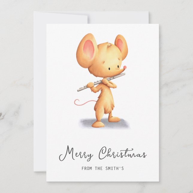 Cute Musician Merry Christmas  Holiday Card (Front)