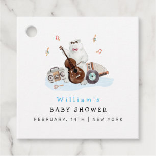 Cute Musician Polar Bear Baby Shower  Favour Tags