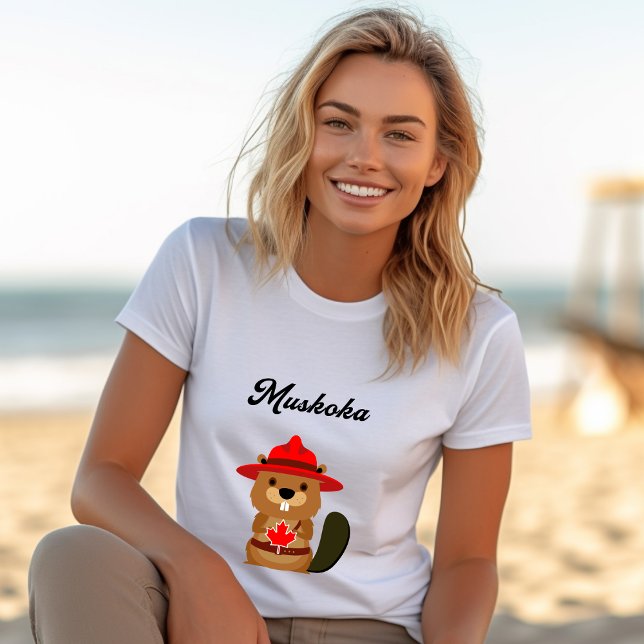 Cute Muskoka Canada Beaver with Red Hat T-Shirt (Creator Uploaded)