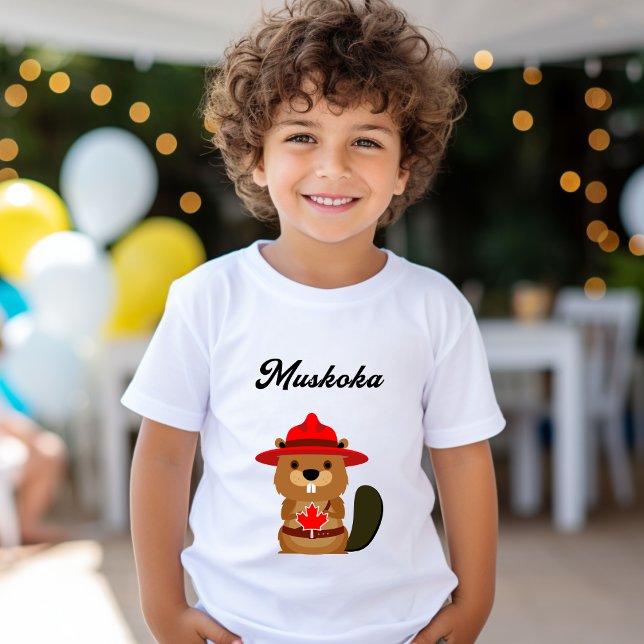 Cute Muskoka Canada Beaver with Red Hat T-Shirt (Creator Uploaded)
