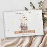 Cute Muted Teddy Hot Air Balloon Kids Birthday Guest Book<br><div class="desc">If you need any other matching product or customization,  kindly message via Zazzle.</div>