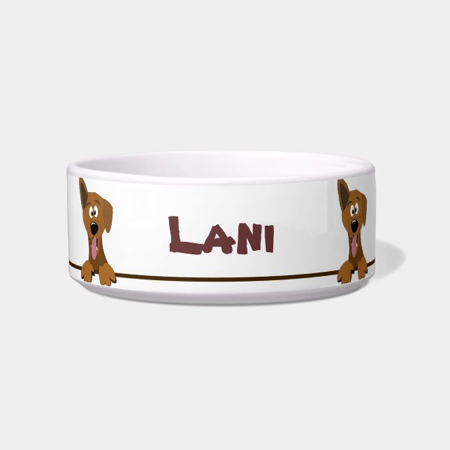 Cute Mutt Mixed Breed Dog Personalized Pet Bowl (Front)