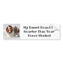 Cute "My Basset Hound Is Smarter" Bumper Sticker
