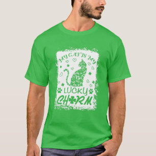 Cute My Cat Is My Lucky Charm Shamrocks Saint Patr T-Shirt