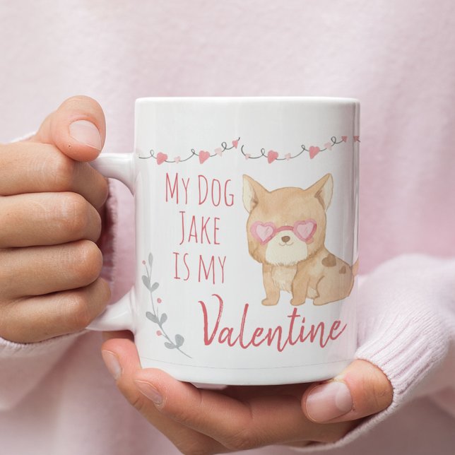 Cute My Dog is My Valentine Personalize  Two-Tone  Coffee Mug (Creator Uploaded)