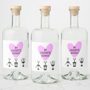 Cute My Favourite Workout Liquor Bottle Label