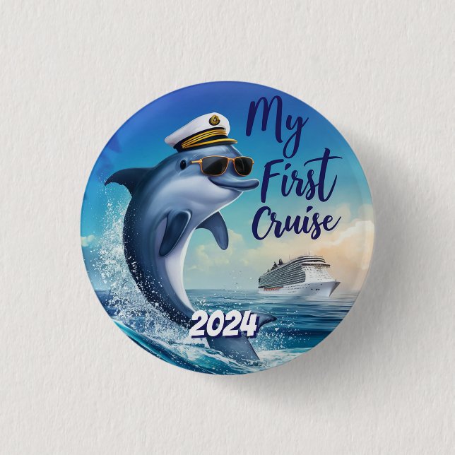 Cute My First Cruise Custom 1 Inch Round Button (Front)