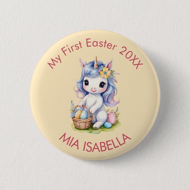Cute My First Easter Unicorn Standard Button (Front)