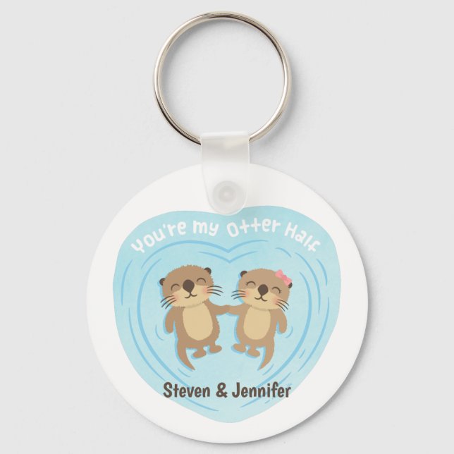 Cute My Otter Half, Couple Personalized Keychain (Front)
