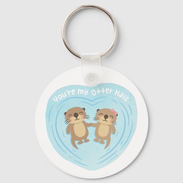 Cute My Otter Half Pun Love Humour Magnet Keychain (Front)