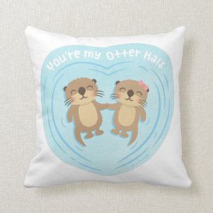 Cute My Otter Half Pun Love Humour Throw Pillow