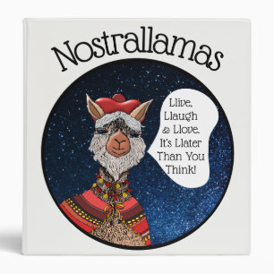 Cute Mystic Nostradamus Llama Inspirational Quote Binder