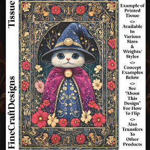 Cute Mystical Fantasy Wizard Cat DA6 Decoupage Tissue Paper