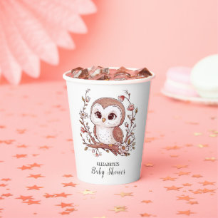 Cute Mystical Owl Baby Shower Paper Cups