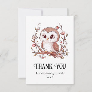 Cute Mystical Owl Baby Shower Thank You Card