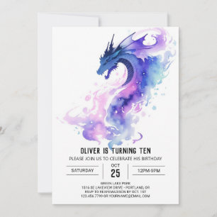 Cute Mythical Kids Dragon Birthday Invitation