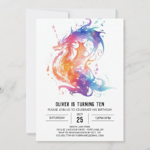 Cute Mythical Kids Dragon Birthday Invitation