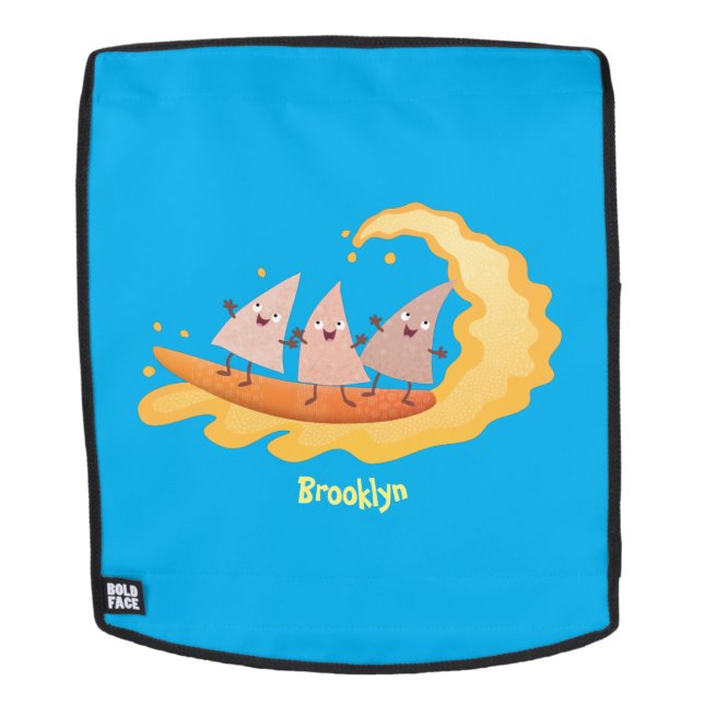Cute nachos corn chips surfing cartoon backpack (Removable Face)