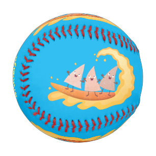 Cute nachos corn chips surfing cartoon  baseball