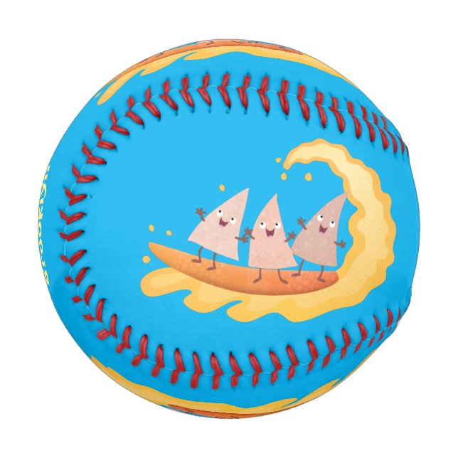 Cute nachos corn chips surfing cartoon  baseball (Front Left)