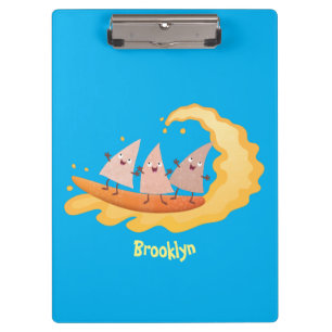 Cute nachos corn chips surfing cartoon clipboard