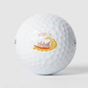 Cute nachos corn chips surfing cartoon golf balls
