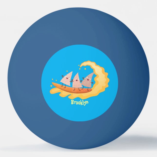 Cute nachos corn chips surfing cartoon ping pong ball (Front)