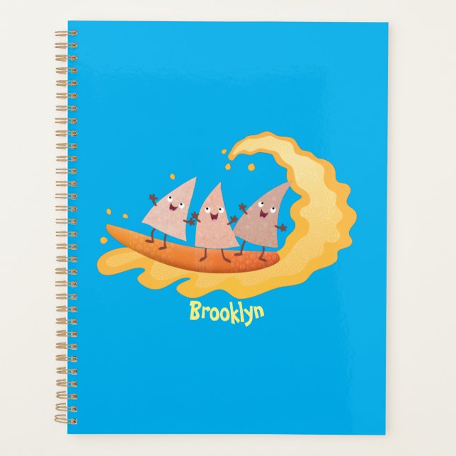 Cute nachos corn chips surfing cartoon planner (Front)