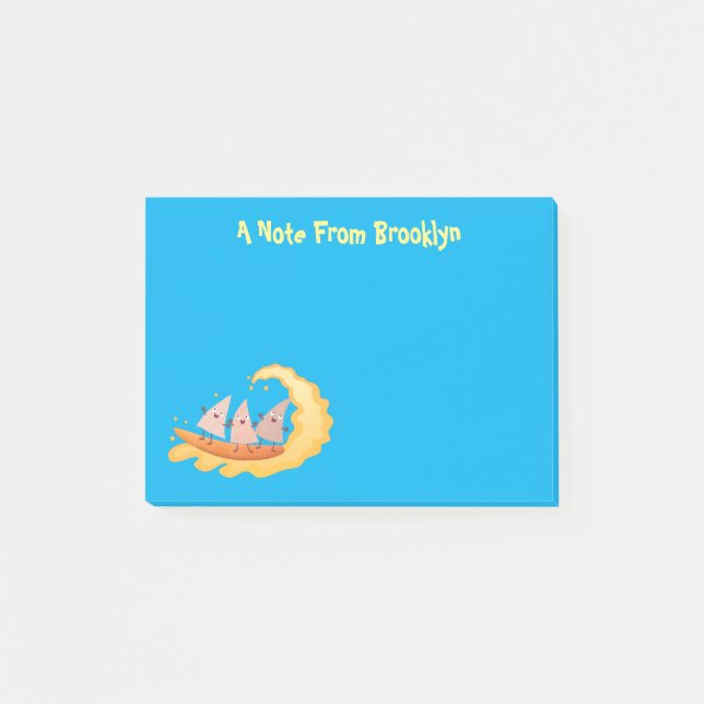 Cute nachos corn chips surfing cartoon post-it notes (Front)