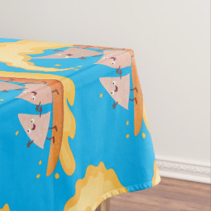 Cute nachos corn chips surfing cartoon  tablecloth