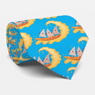 Cute nachos corn chips surfing cartoon  tie