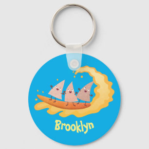 Cute nachos corn chips surfing keychain