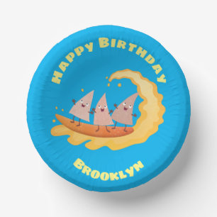 Cute nachos corn chips surfing paper plate