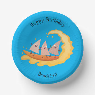 Cute nachos corn chips surfing paper plate