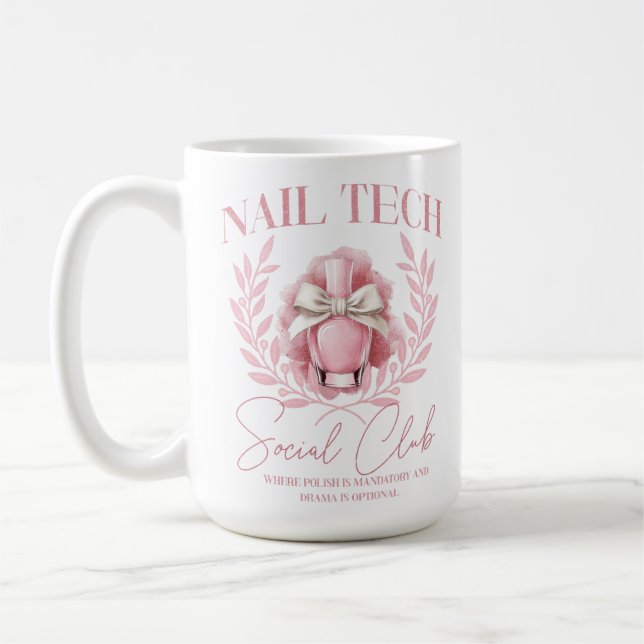 Cute Nail tech Coquette Nail Polish Social Club  Coffee Mug (Left)