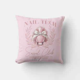 Cute Nail tech Coquette Nail Polish Social Club   Throw Pillow
