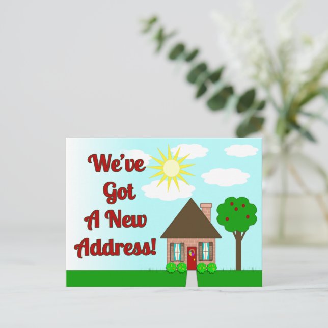 Cute Naive Art House Change of Address Postcard (Standing Front)